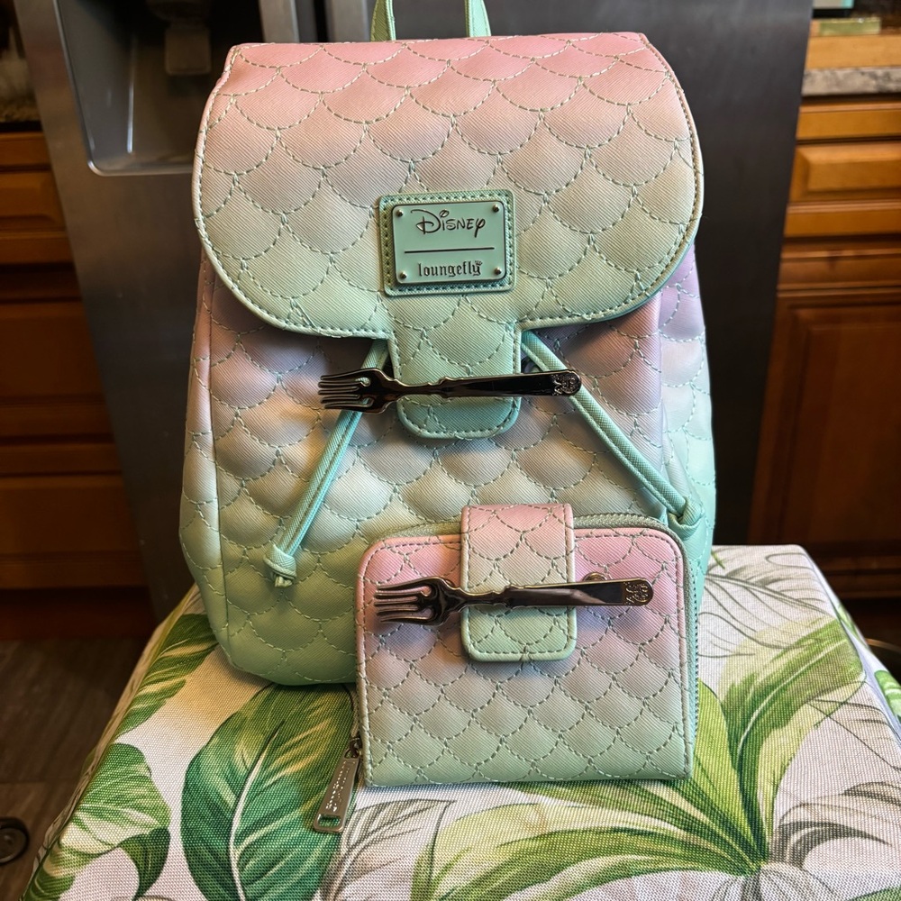 Loungefly Little Mermaid Ombre Scales backpack and wallet set